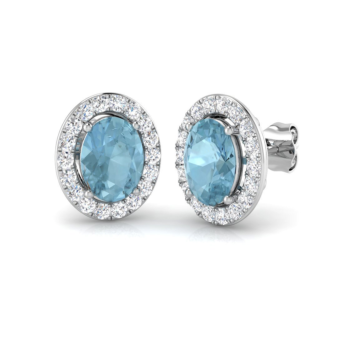 Aquamarine Earrings in 18K White Gold