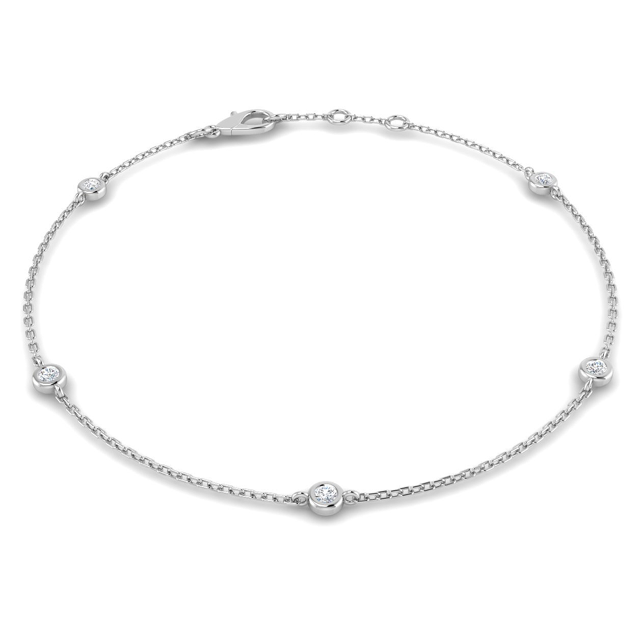 0.13ct Natural Diamond Spectacle & Solitaire Bracelet in 18K White Gold