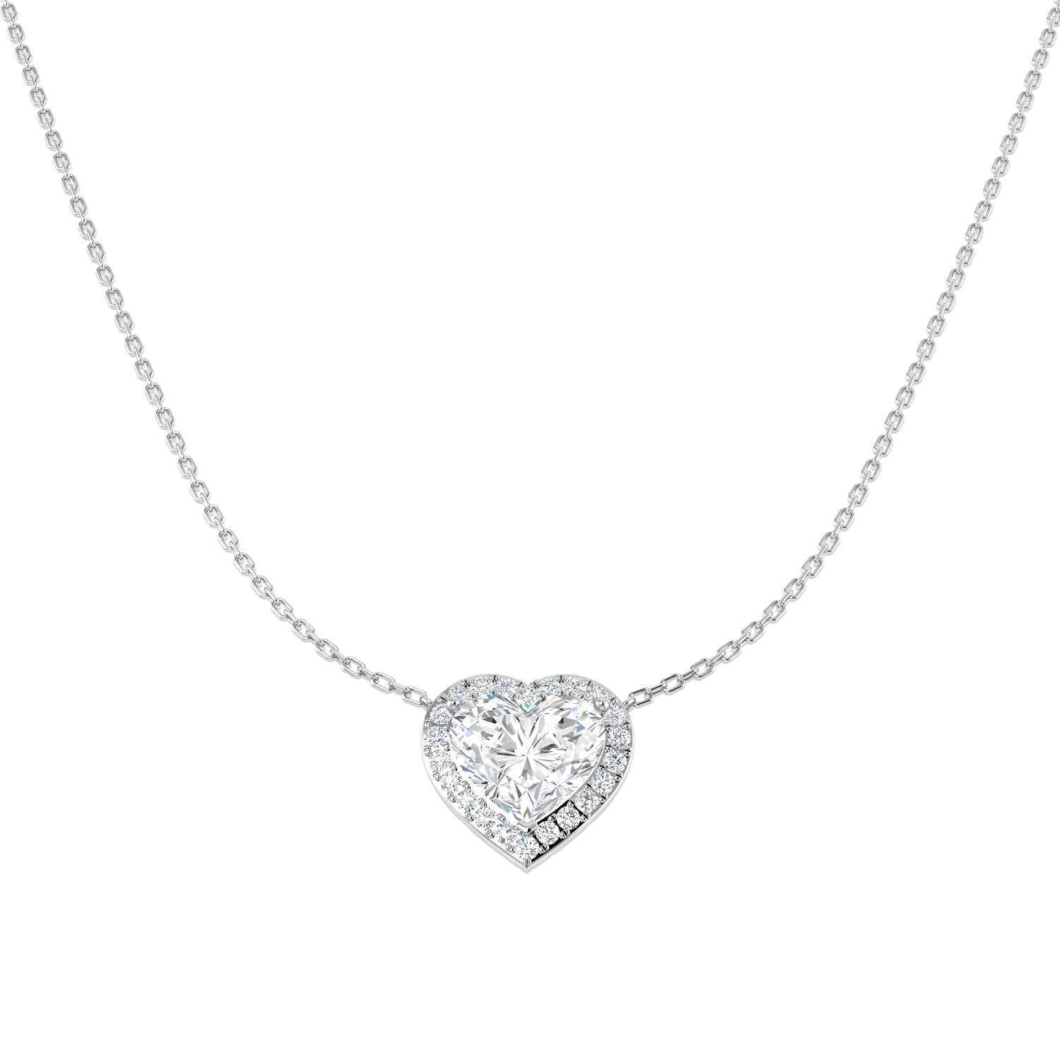 2.78ct Lab-Grown Diamond Halo Necklace in 9K White Gold