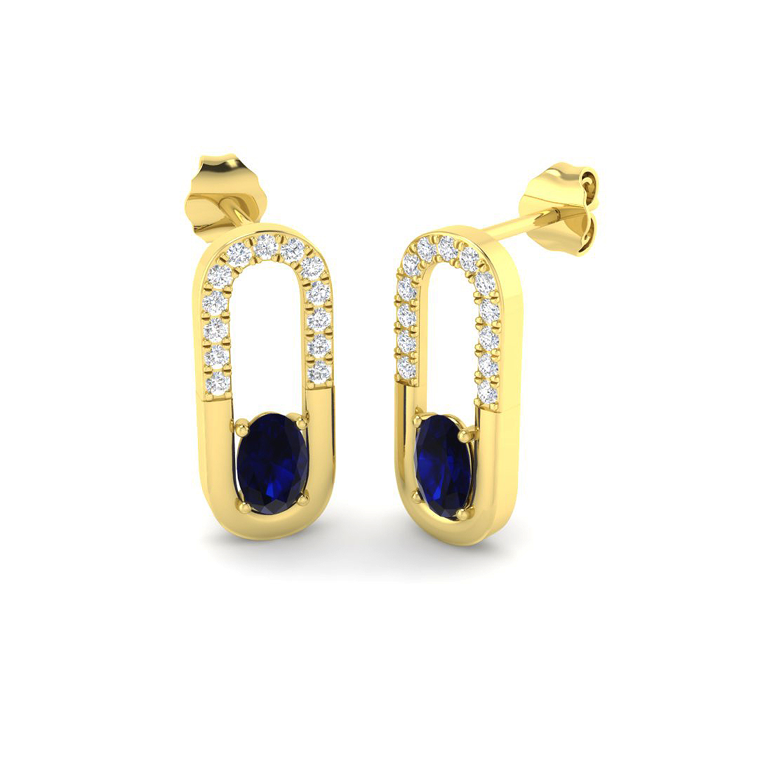 Blue Sapphire Earrings in 9K Yellow Gold