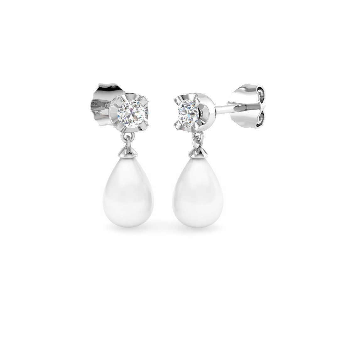 Pearl Earrings in 9K White Gold