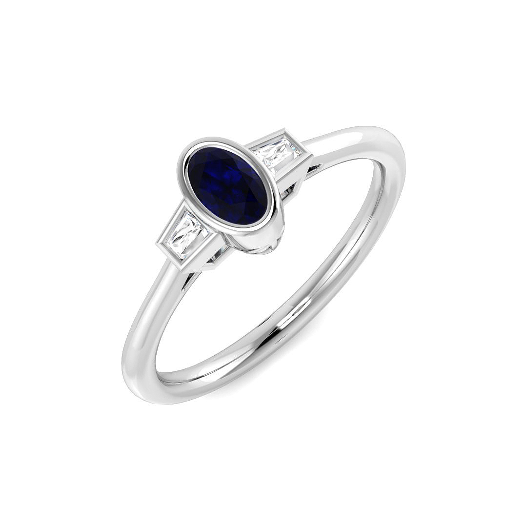 Blue Sapphire Ring in 9K White Gold