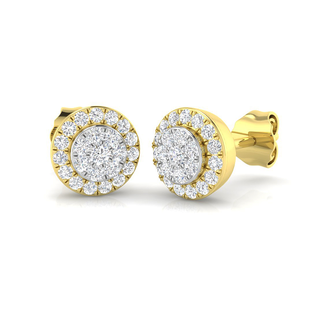 0.71ct Natural Diamond Cluster Earrings in 9K Yellow Gold