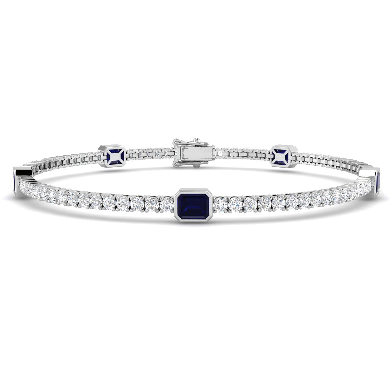 Blue Sapphire Bracelet in 18K White Gold