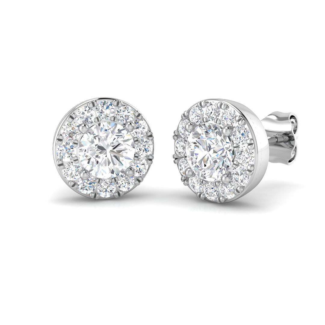 1.41ct Lab-Grown Diamond Halo Earrings in 9K White Gold