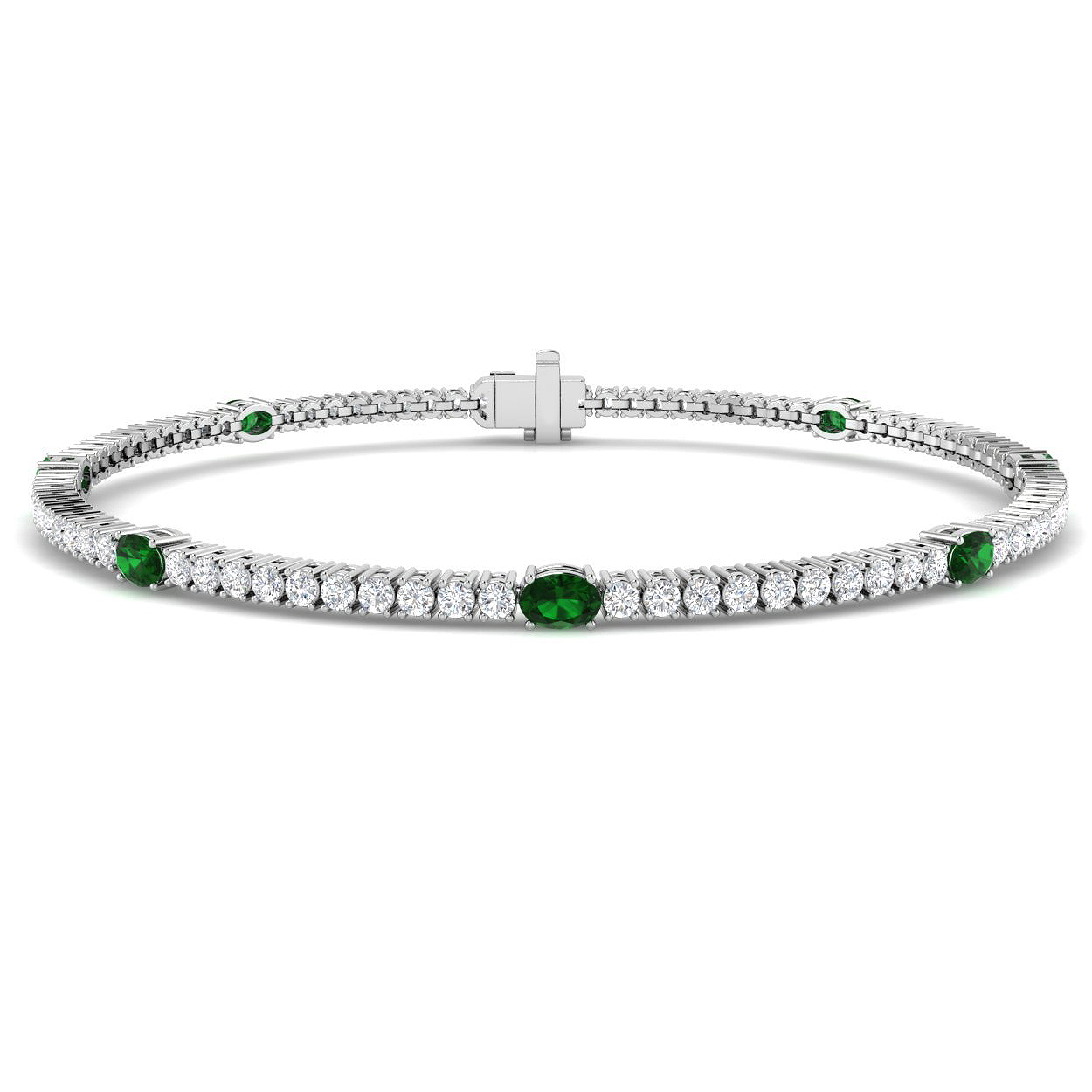 Emerald Bracelet in 18K White Gold