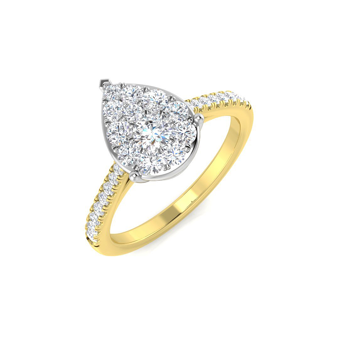 0.61ct Natural Diamond Cluster Ring in 9K Yellow Gold