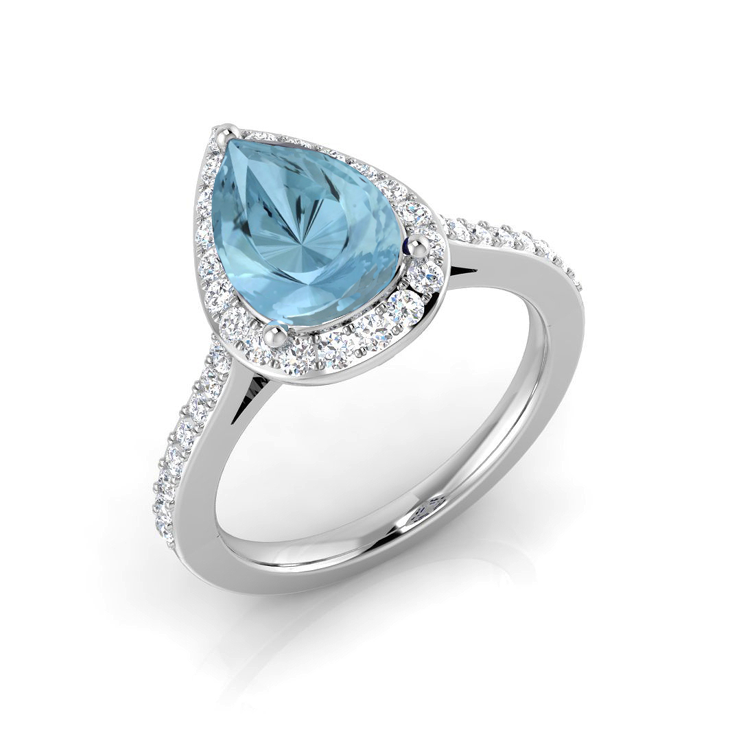 Halo Ring in 9K White Gold