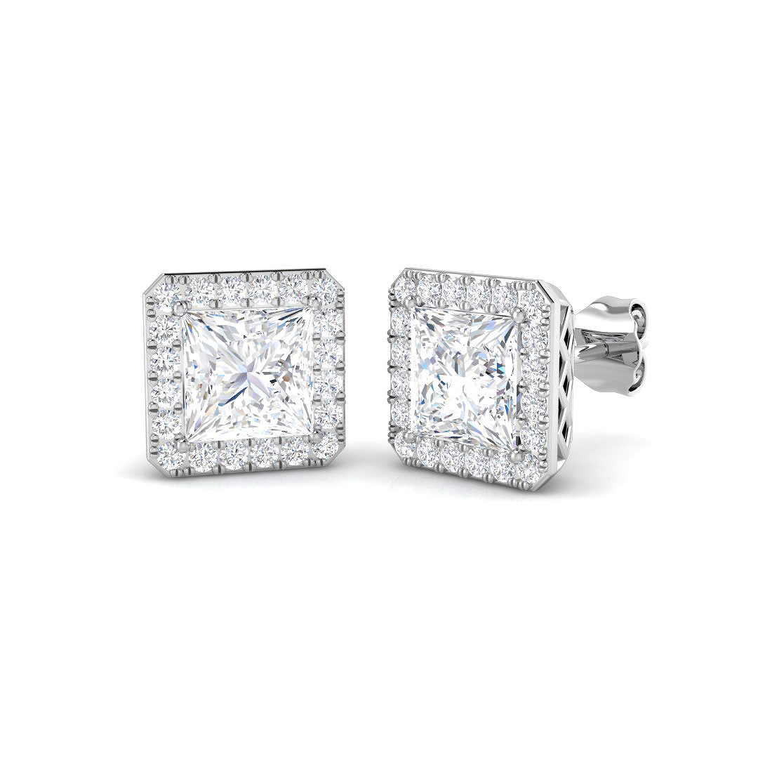 3.52ct Lab-Grown Diamond Halo Earrings in 9K White Gold