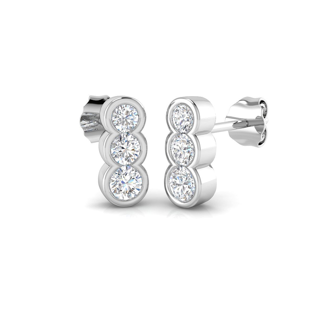 0.60ct Natural Diamond Drop & Trilogy Earrings in 9K White Gold