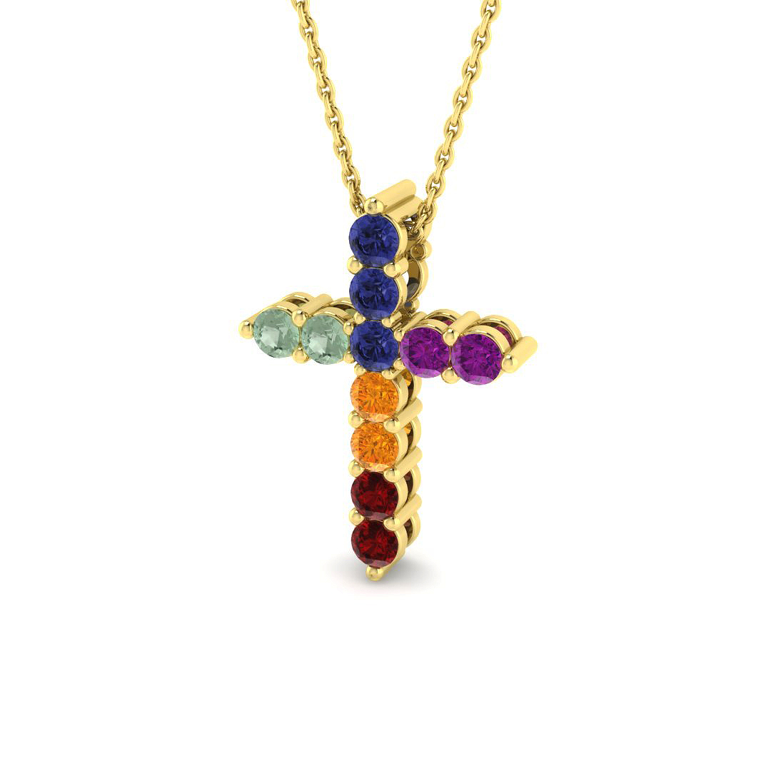 Multi Sapphire Pendant in 9K Yellow Gold