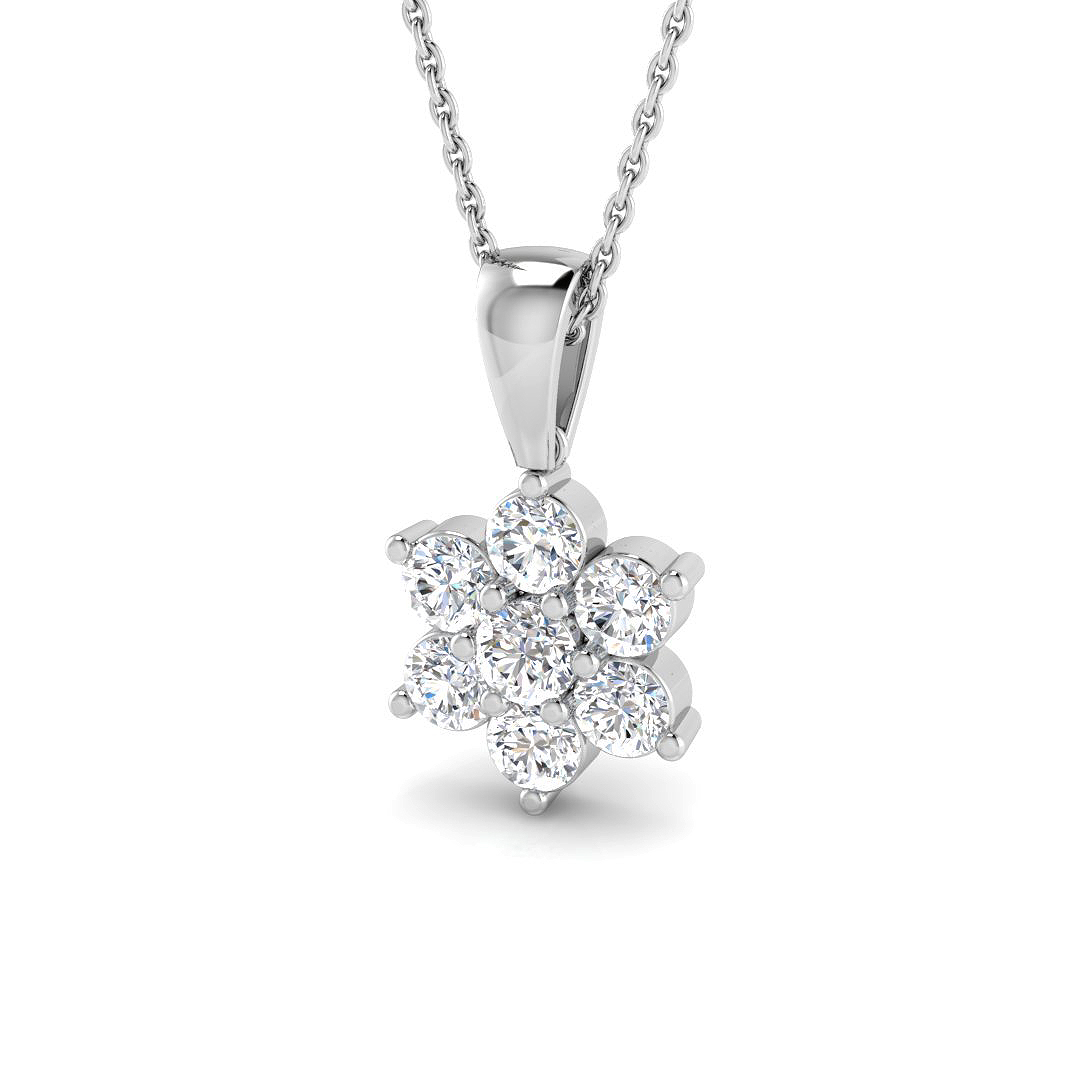 1.04ct Natural Diamond Cluster Pendant in 18K White Gold