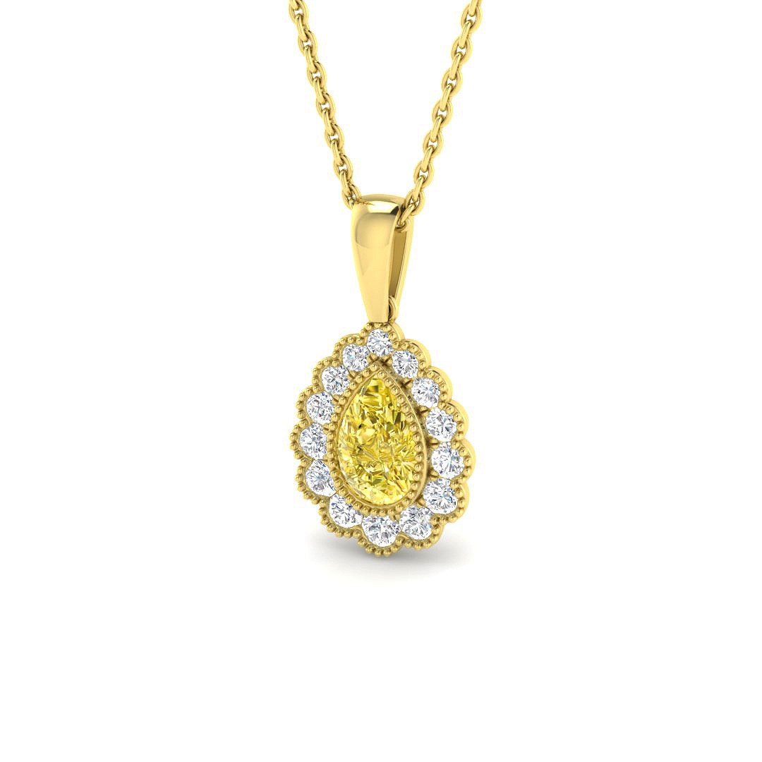 0.99ct Natural Diamond Vintage Pendant in 9K Yellow Gold