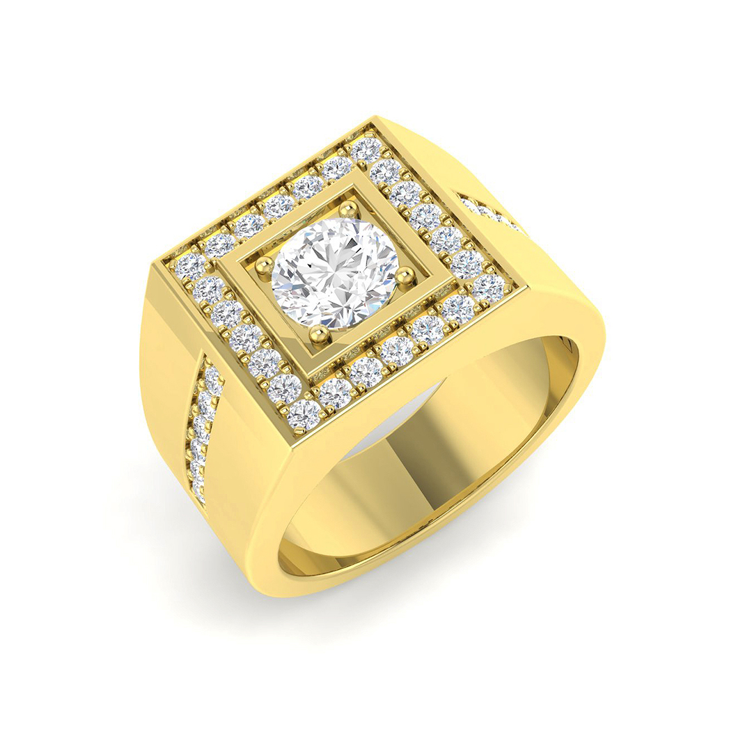 1.69ct Lab-Grown Diamond Signet Ring in 9K Yellow Gold