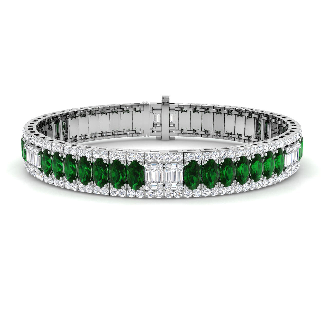 Emerald Bracelet in 18K White Gold