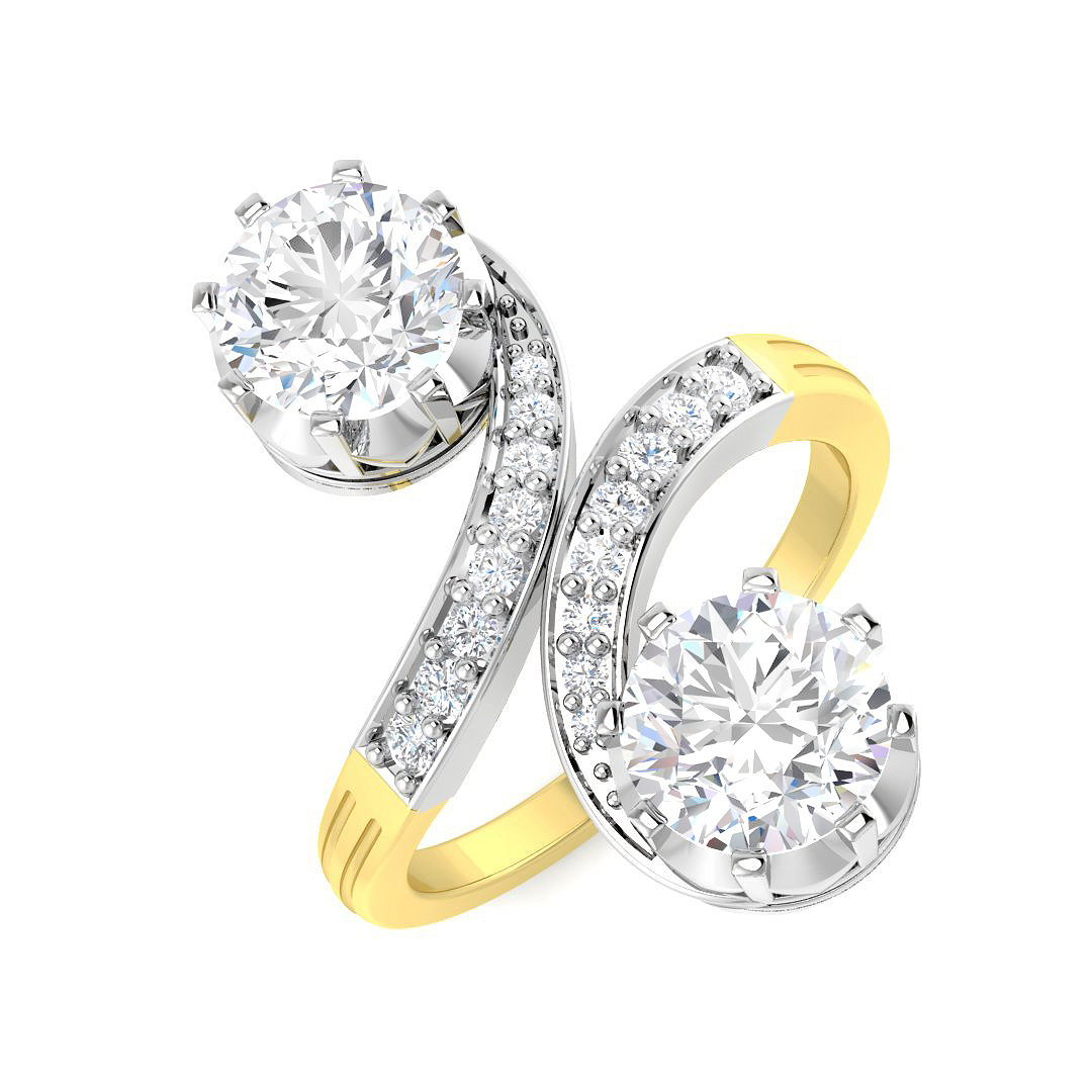 2.26ct Lab-Grown Diamond 2 Stone Ring in 9K Two Tone