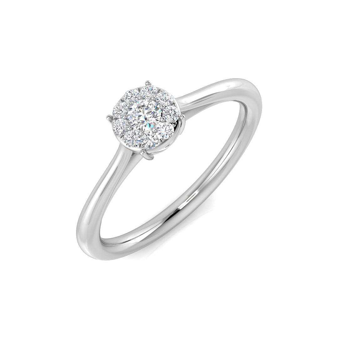 0.12ct Natural Diamond Cluster Ring in 9K White Gold