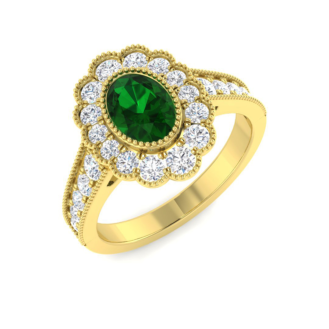 1.34ct Lab-Grown Diamond Vintage Ring in 9K Yellow Gold