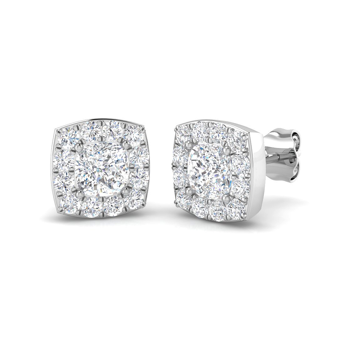 1.64ct Lab-Grown Diamond Halo Earrings in 9K White Gold