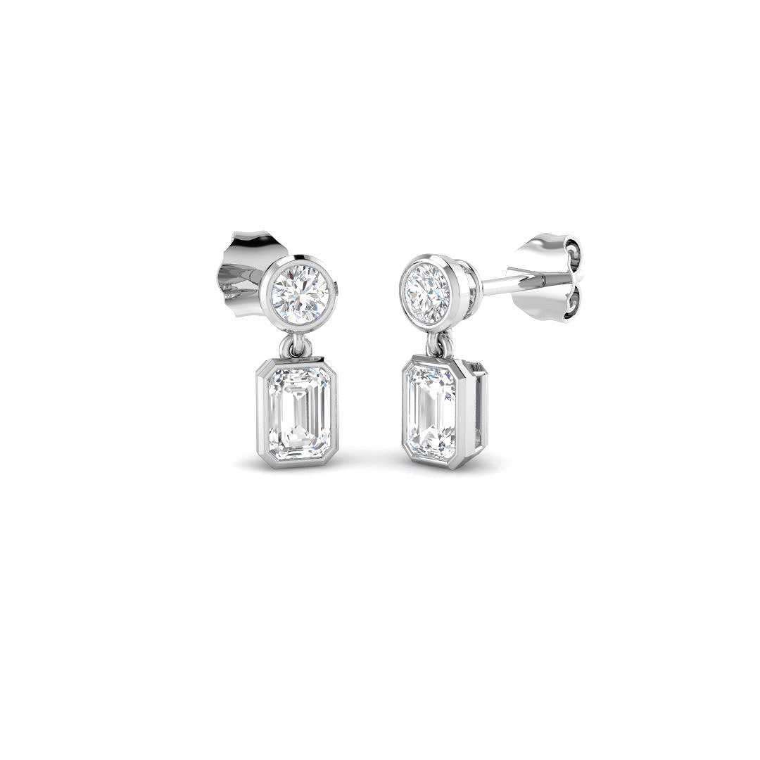 1.04ct Lab-Grown Diamond Drop & Trilogy Earrings in 9K White Gold