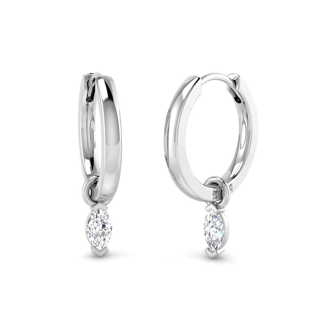 0.32ct Natural Diamond Drop & Trilogy Earrings in 18K White Gold