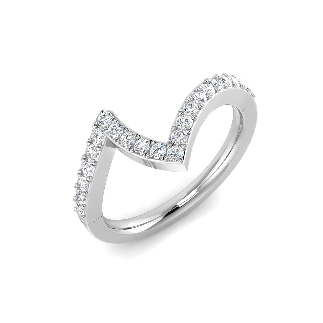 0.26ct Natural Diamond Wishbone Ring in 18K White Gold