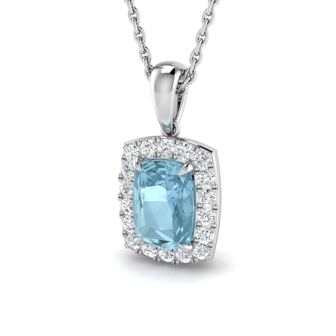 Aquamarine Pendant in 9K White Gold