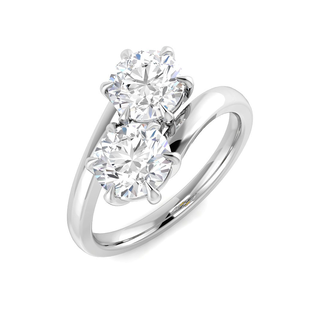 2.04ct Lab-Grown Diamond 2 Stone Ring in 9K White Gold