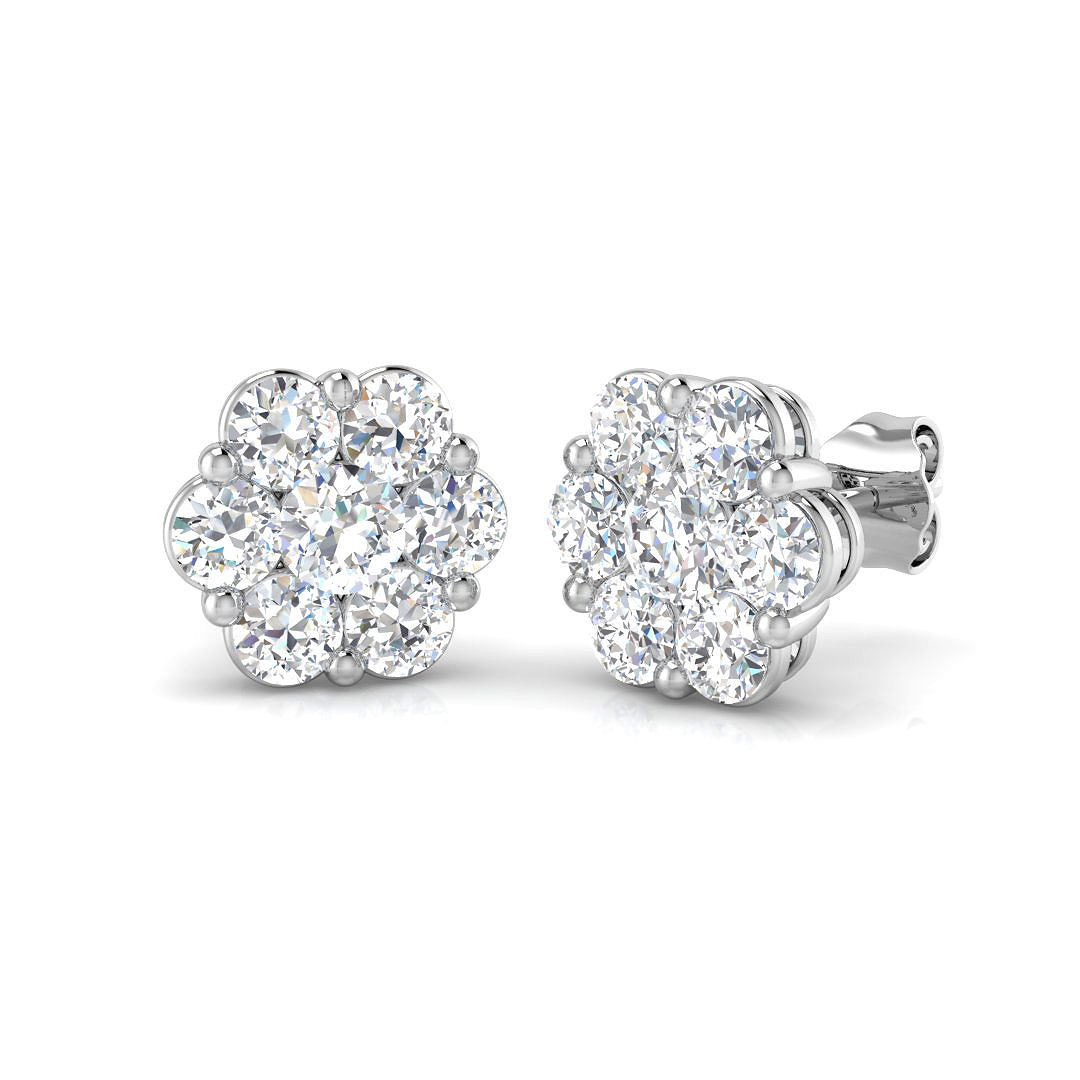 1.98ct Lab-Grown Diamond Cluster Earrings in 9K White Gold