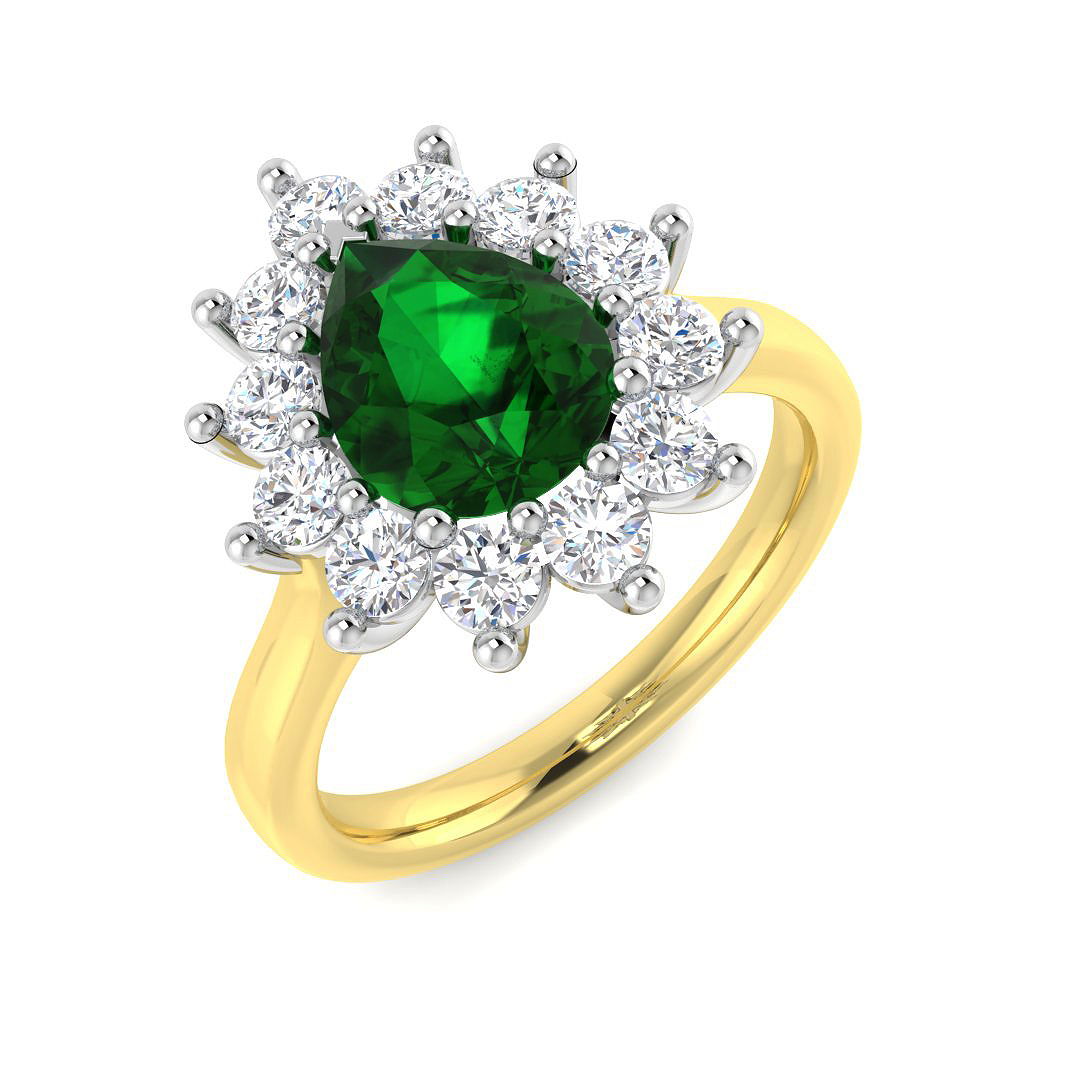 2.29ct Lab-Grown Diamond Emerald Ring in 9K Two Tone
