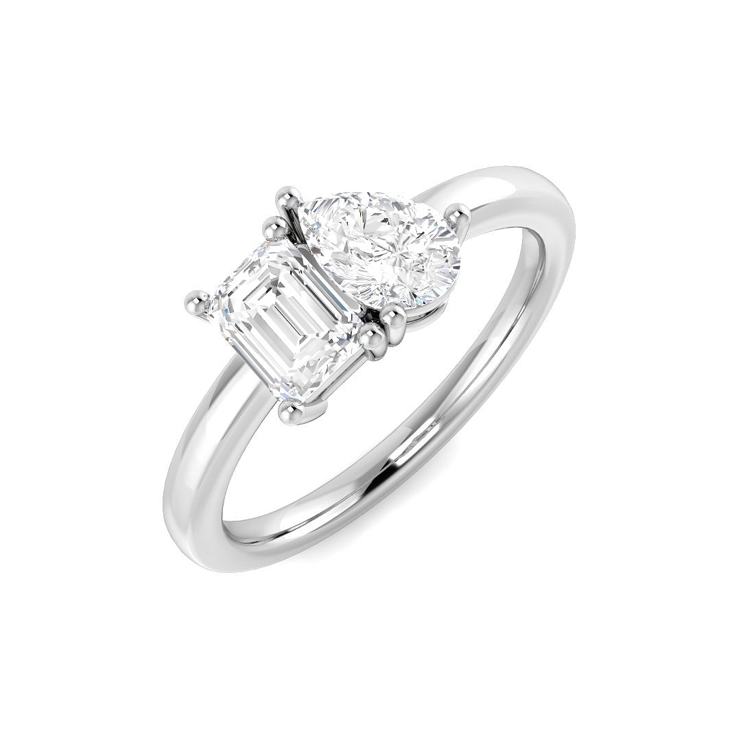 0.97ct Lab-Grown Diamond 2 Stone Ring in 9K White Gold