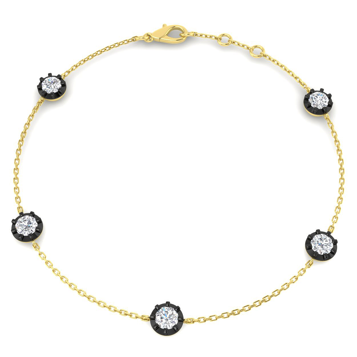 0.90ct Lab-Grown Diamond Spectacle & Solitaire Bracelet in 9K Yellow Gold
