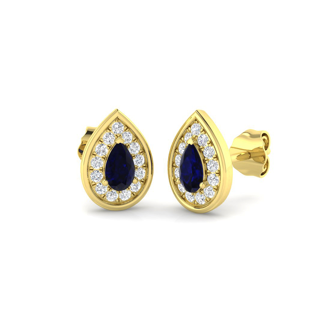 Blue Sapphire Earrings in 9K Yellow Gold
