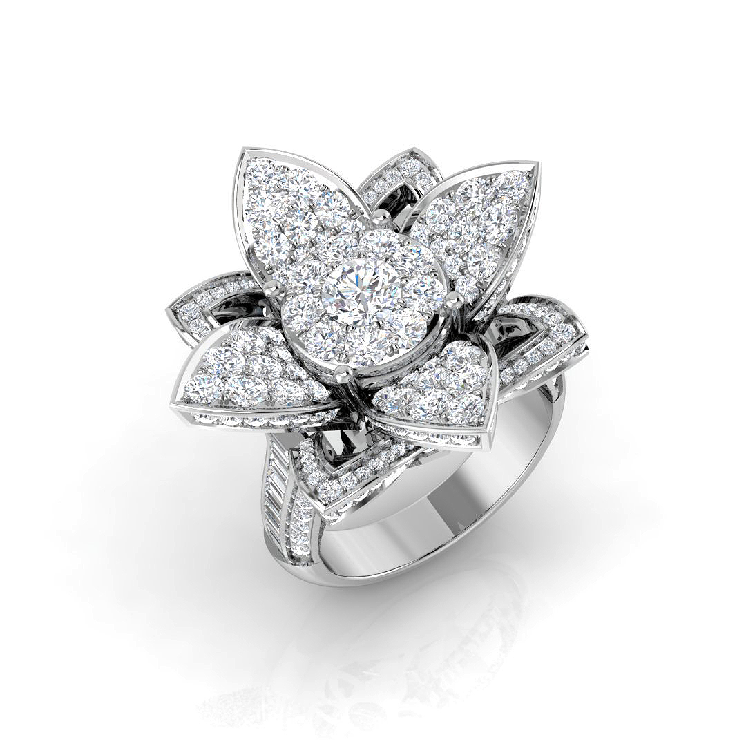 3.02ct Natural Diamond Pave Ring in 9K White Gold