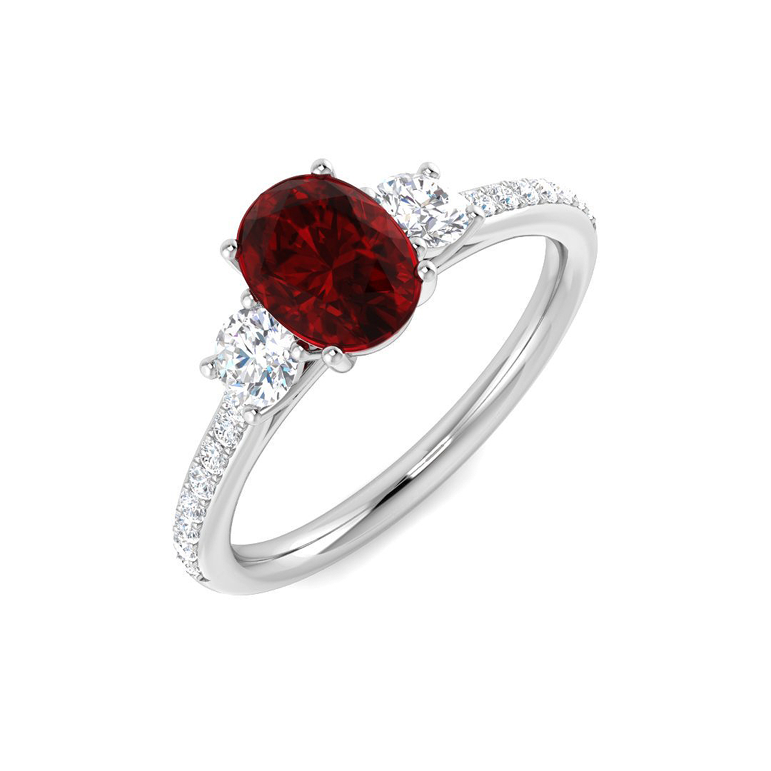 3 Stone Ring in 9K White Gold