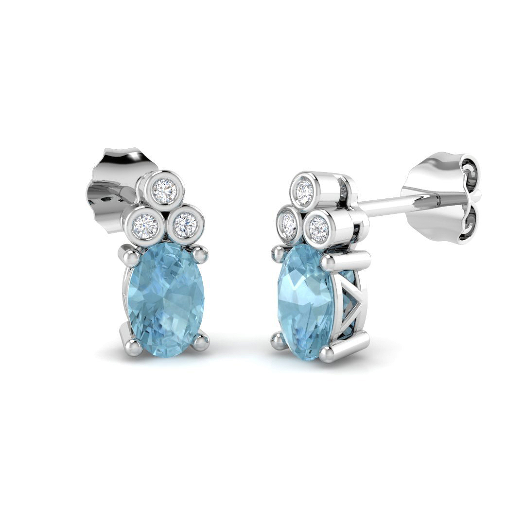Drop & Trilogy Earrings in 9K White Gold