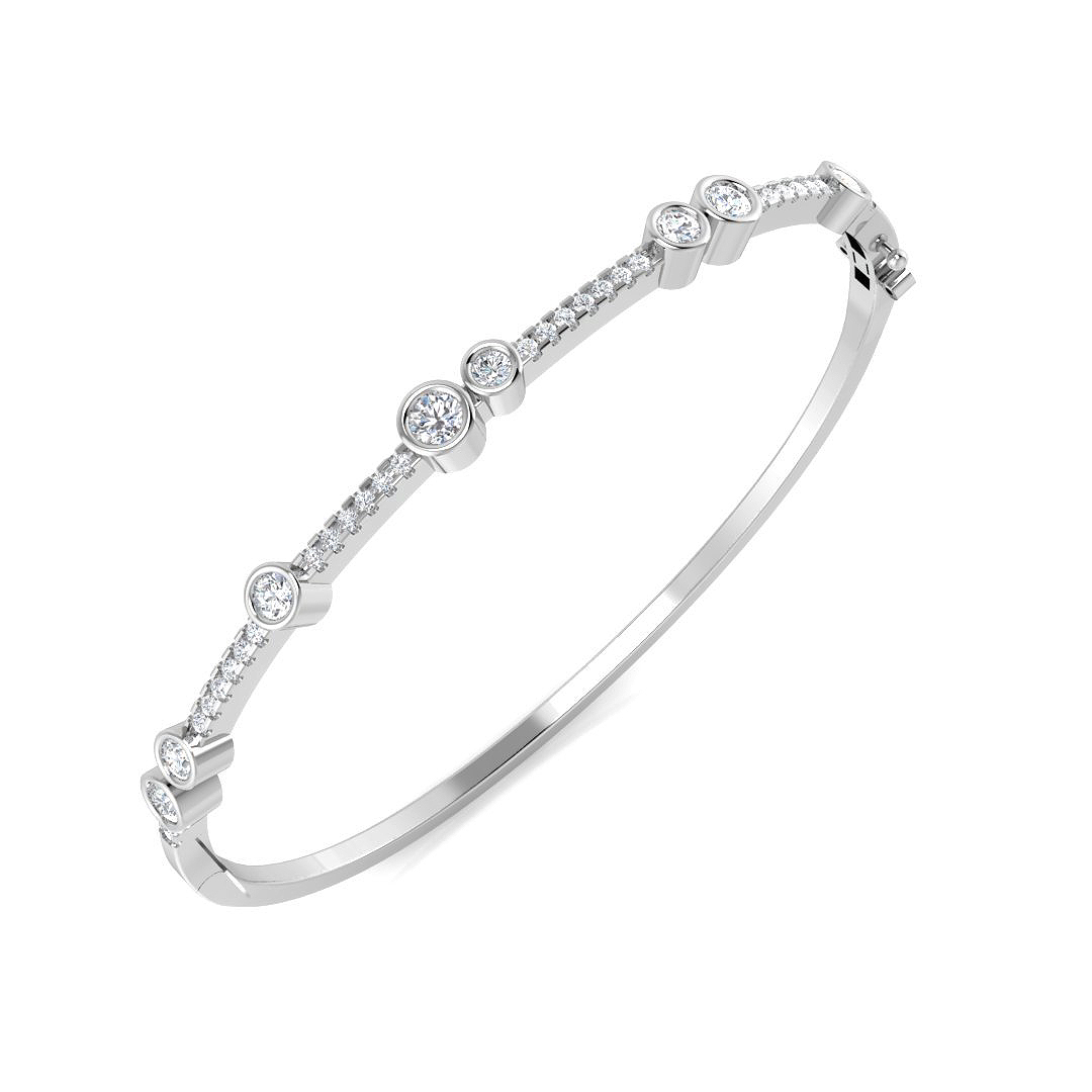 1.47ct Lab-Grown Diamond Bubble Bangle in 9K White Gold
