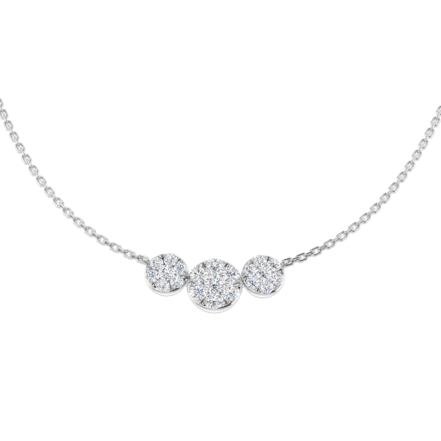 0.60ct Natural Diamond Cluster Necklace in 18K White Gold