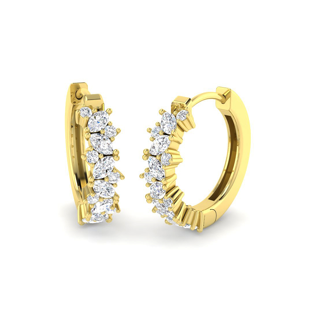 0.54ct Natural Diamond Hoops Earrings in 18K Yellow Gold