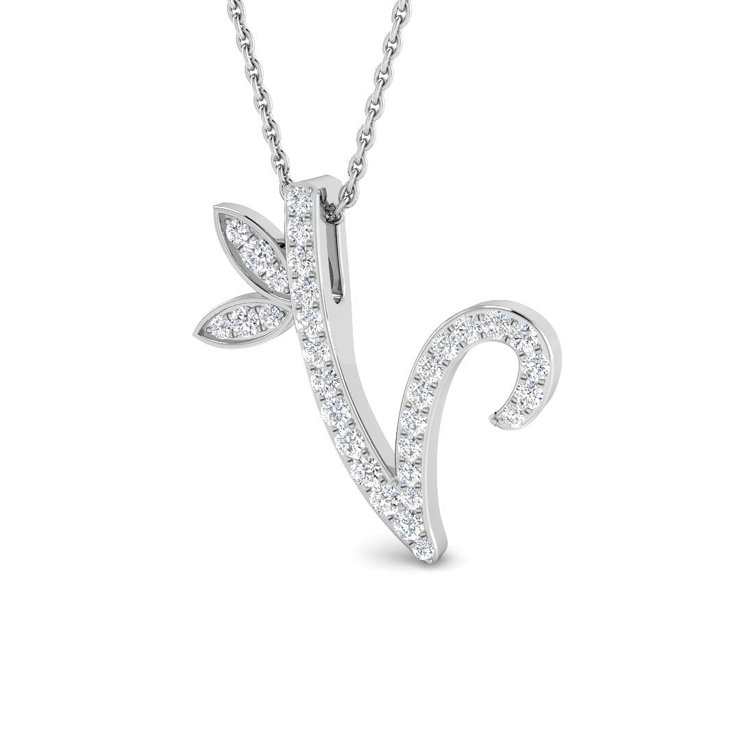 0.27ct Natural Diamond Initials Pendant in 9K White Gold