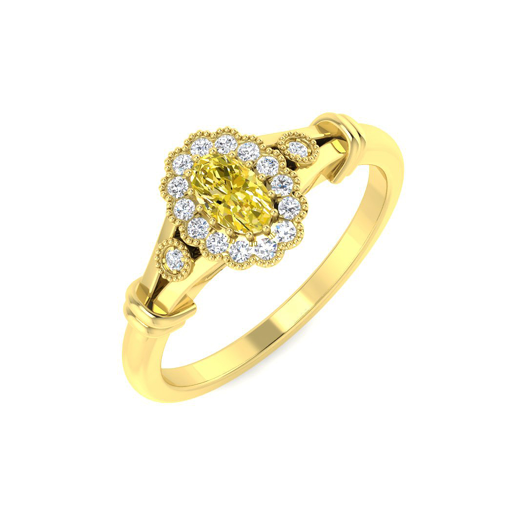 Halo Ring in 9K Yellow Gold