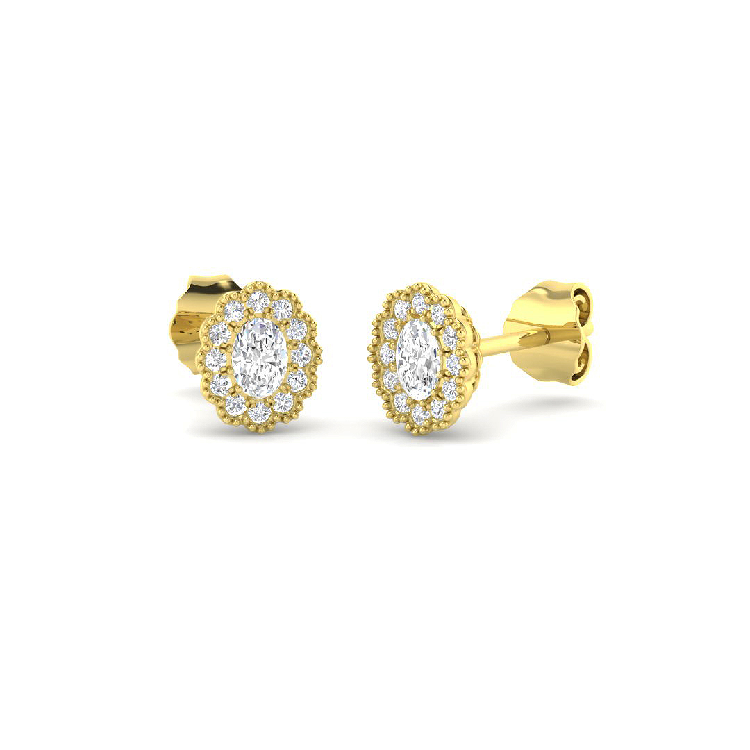 0.33ct Natural Diamond Vintage Earrings in 9K Yellow Gold