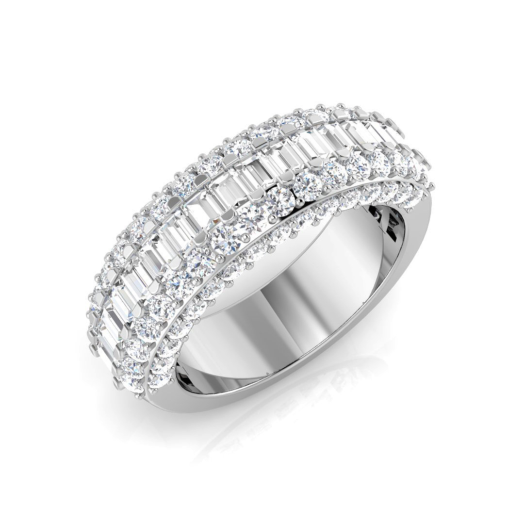2.49ct Natural Diamond Baguette & Brilliant Ring in 18K White Gold