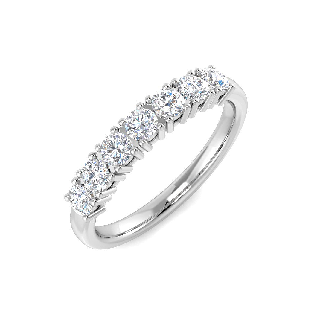 0.59ct Natural Diamond 6-10 Stone Ring in 9K White Gold