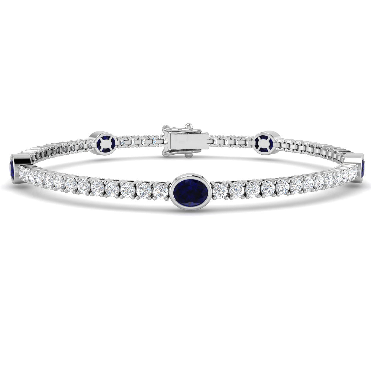 Blue Sapphire Bracelet in 18K White Gold
