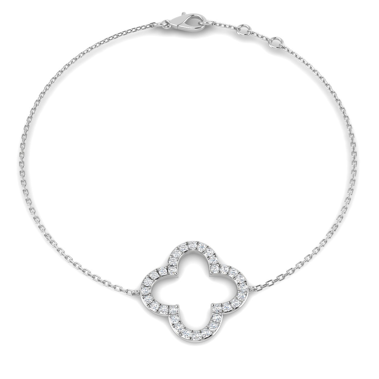 0.34ct Lab-Grown Diamond Clover Bracelet in 9K White Gold