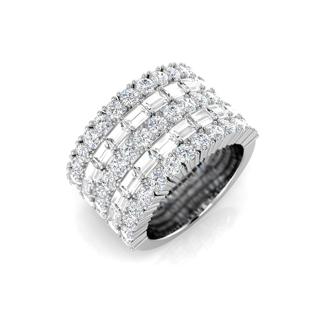 4.53ct Natural Diamond Baguette & Brilliant Ring in 9K White Gold