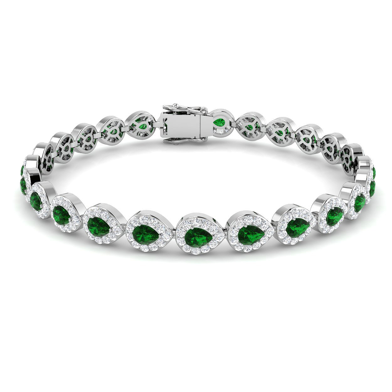 Emerald Bracelet in 18K White Gold