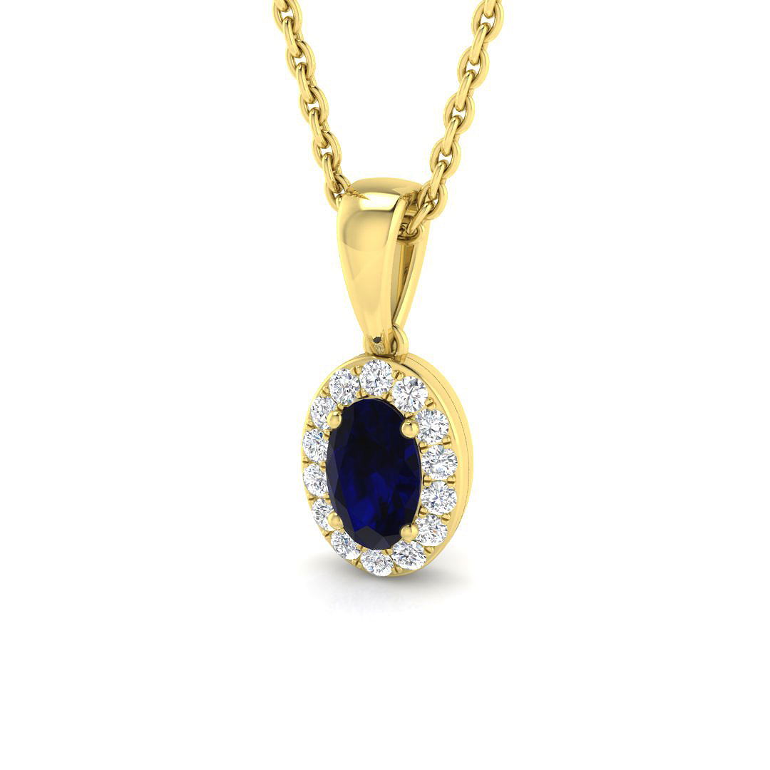 Blue Sapphire Pendant in 9K Yellow Gold