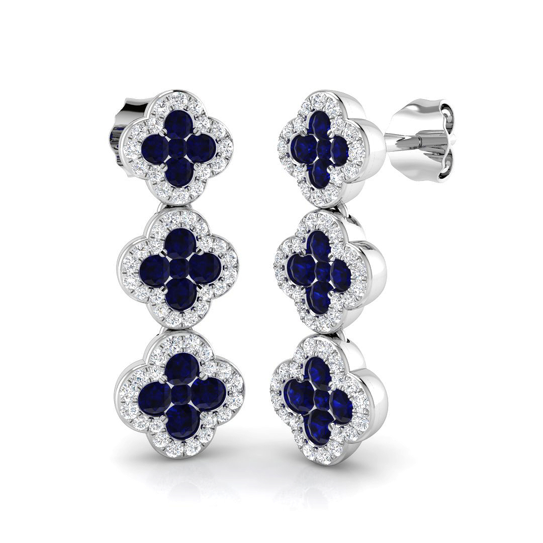 Blue Sapphire Earrings in 18K White Gold
